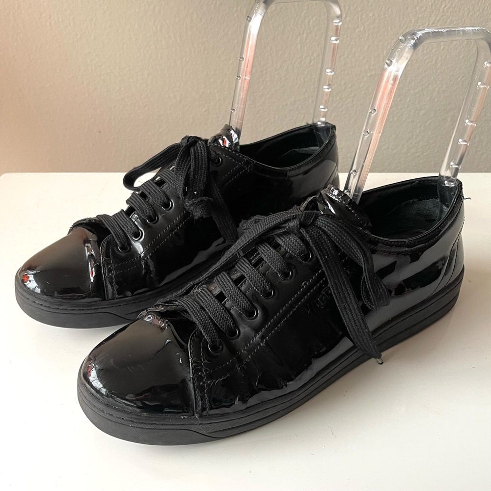 PRADA Black Patent Leather Sneakers - Picture 2 of 12